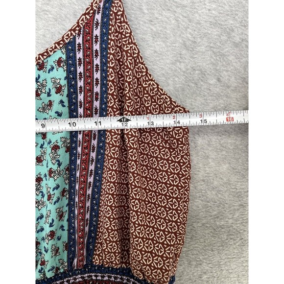 Lorimer NYC Women's Apron Dress Sleeveless Size Medium Pleated Patchwork Print - Picture 11 of 14